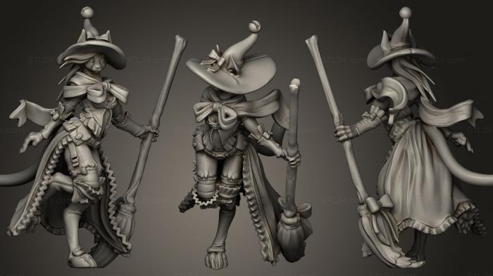 Figurines heroes, monsters and demons (Black Witch Tabaxi, STKM_0140) 3D models for cnc